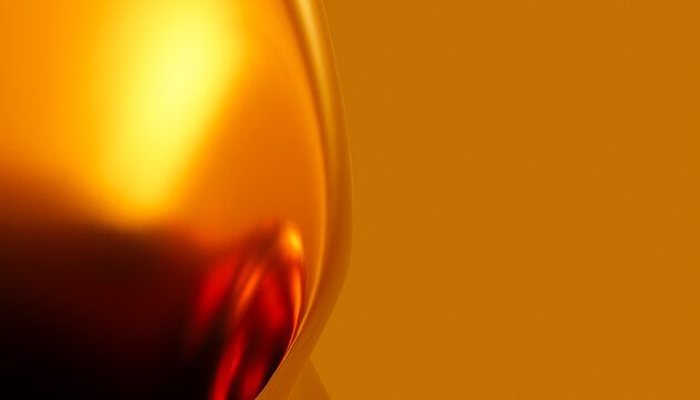 Close-up of red wine in glass with bright orange background