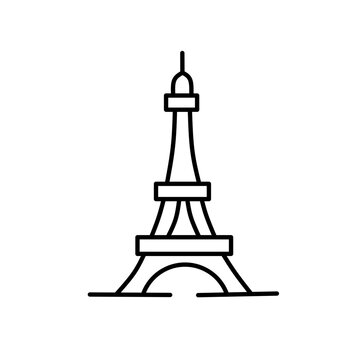 Minimalist steel landmark tower line art icon