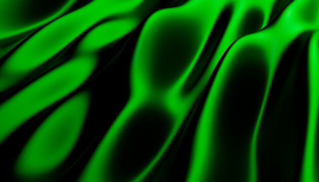 Green silk fabric with smooth shiny folds