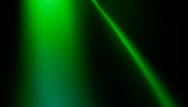 Green glowing curved light on dark background with abstract gradient