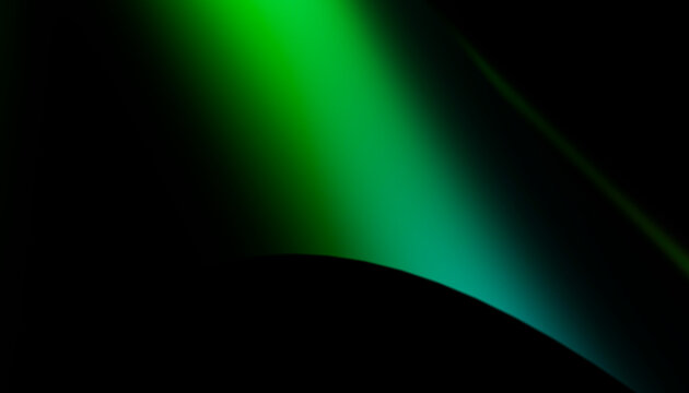 Green glowing gradient light over dark curved surface