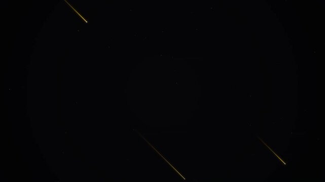 Beautiful Golden Meteor Shower Streaks Falling Across Dark Starry Sky