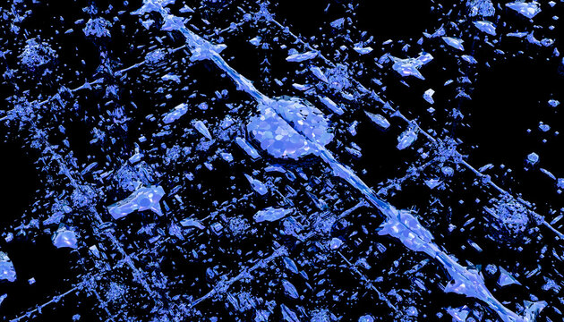 Blue crystalline fragments forming abstract shattered pattern
