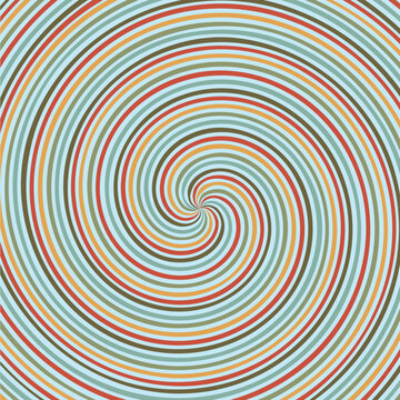 Retro colorful hypno spiral concentric line pattern geometric abstract background vector illustration design concept template.