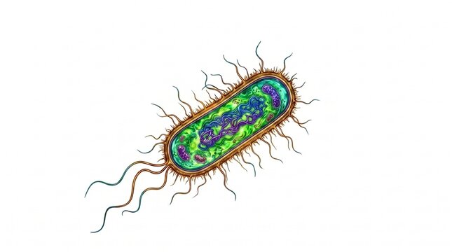 Bacterium Anatomy Structure Diagram Cross Section Isolated on White Background Detailed Biology Vector Illustration