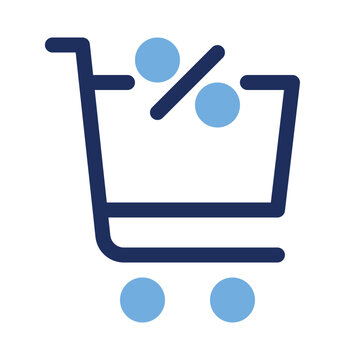 Discount shopping cart trolley duo tone icon for supermarket sale and online buy