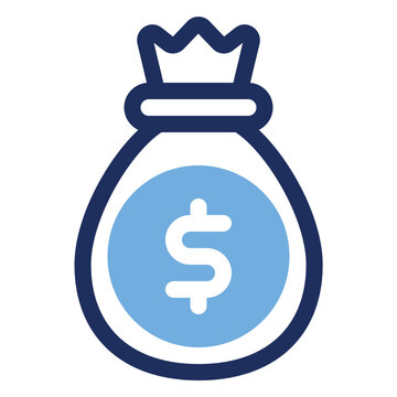 Dollar money bag finance duo tone icon for banking investment and cash saving