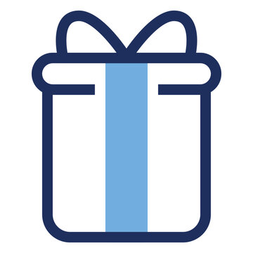 Gift box present holiday duo tone icon for surprise reward and shopping promotion