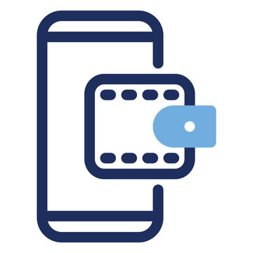 Smartphone digital wallet duo tone icon for mobile payment and online banking