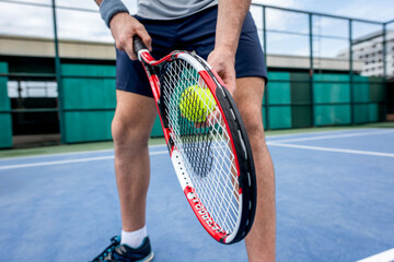 Fototapeta premium Tennis action close-up court photo