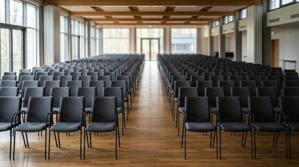Fototapeta premium Empty modern conference hall with rows of seating