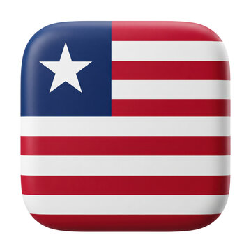 3d render of the liberian flag as a square app icon isolated on transparent background