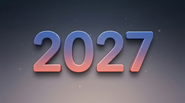 Colorful three dimensional rendering of the year two thousand twenty seven