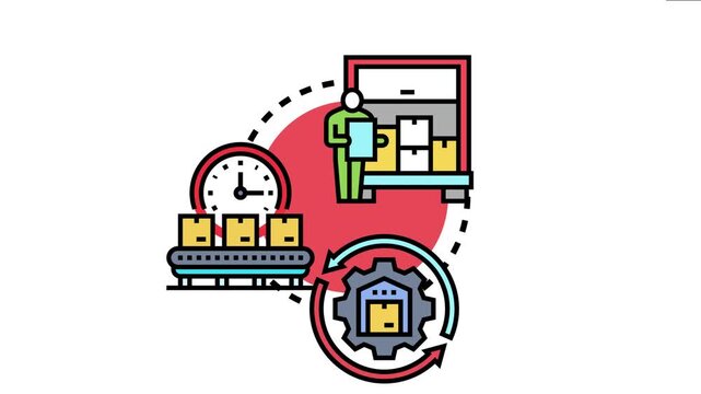 Inventory management concept a synchronized logistic process, focusing on timely stock delivery and efficient storage to minimize waste and maximize operational productivity