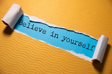 Naklejka premium motivational phrase, believe in yourself,