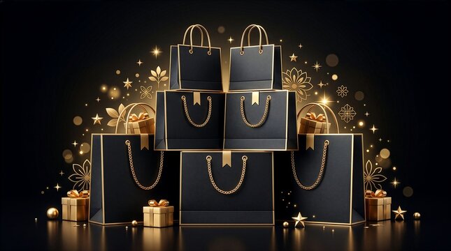 Luxury Black Friday Shopping Bags and Gift Boxes
