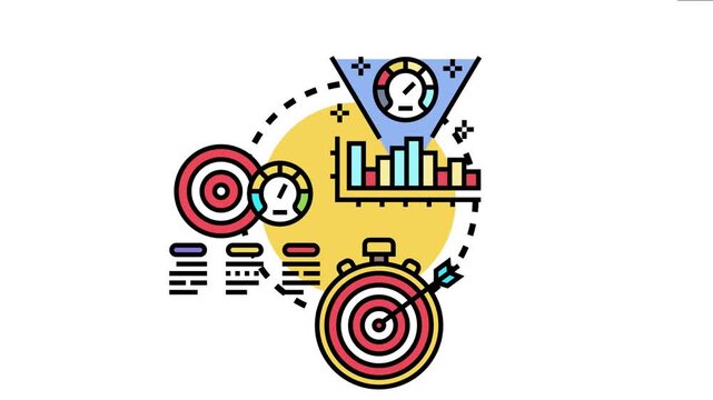 Key performance goals measuring concept. With gauges. Charts. Targets. And a stopwatch business objectives. Strategic planning. Achievement