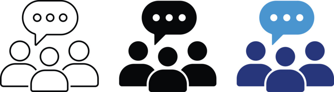 team communication icon set. group of people and speech bubble for corporate chat. Community conversation symbols. Group or Team Collaboration