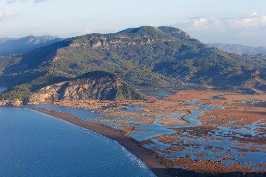 Turkey, Dalyan, Iztuzu beach with Dalyan Delta
