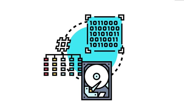 Key value database system managing digital information storage, featuring data processing, hard disk drive, and block based organization for efficient operations