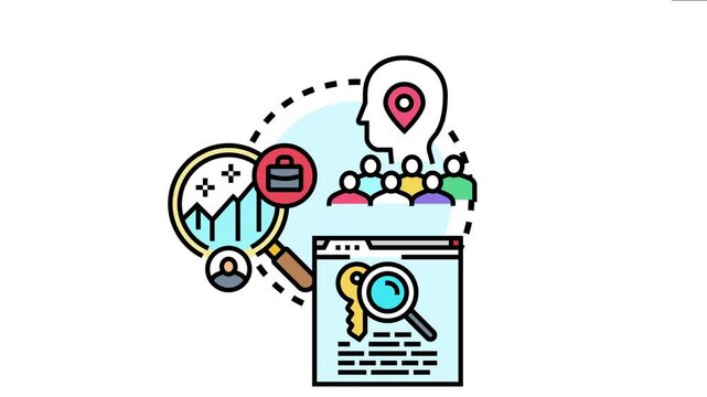 Digital marketing experts identifying audience segments and researching relevant keywords, developing a data driven strategy for optimizing online content, and achieving business goals