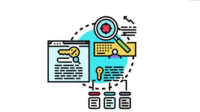 Digital marketing concept visualizing keyword research, audience targeting, and content analysis for effective search engine optimization and online visibility strategies