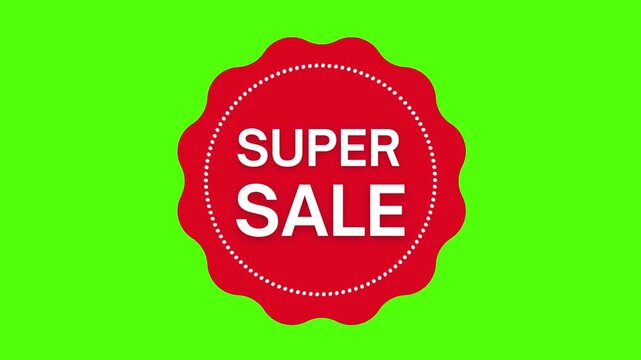 Super Sale Starburst Badge Animation Green Screen and Black Background
