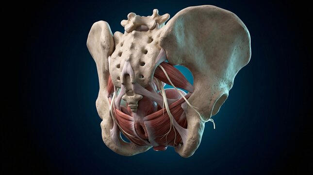 Human Pelvis and Sacrum with Muscles and Ligaments Anatomy