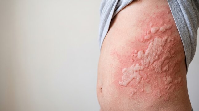 Pediatric Dermatology View of Acute Urticaria Red Hives and Wheals on Child Flank