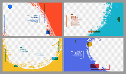 Obraz premium Vector illustration. Round paint splash frame with brush strokes and linear geometric shapes. Trendy modern quote design layout for web banner, presentation, horizontal overlay