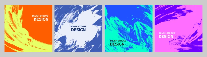 Editable vector illustration. Bold swirling brush stroke texture background. Trendy dynamic bright color design elements for social media, web banner, advertising, marketing. Fluorescent style © VVadi4ka