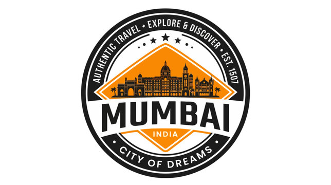 Mumbai India City of Dreams Authentic Travel Vintage Stamp Logo
