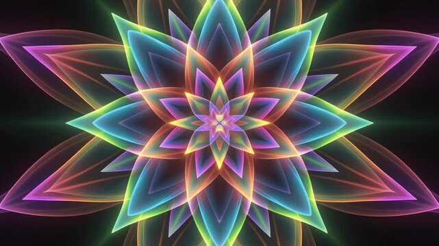 虹色の万華鏡が広がる幾何学フラワー