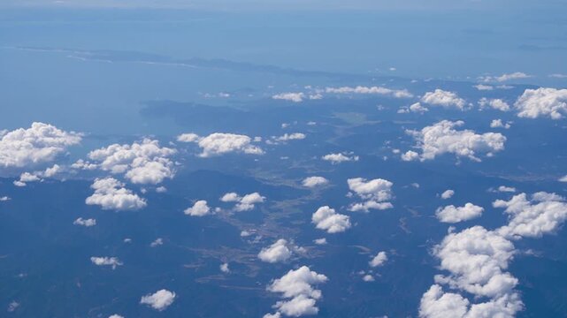 Hazy Aerial View of Sada Misaki Peninsula and Uwa Sea in Summer, Ehime Japan