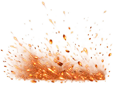 Realistic fiery ember spray and glowing sparks with orange hot burning particles for visual effects