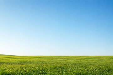 Obraz premium green field and blue sky with clouds