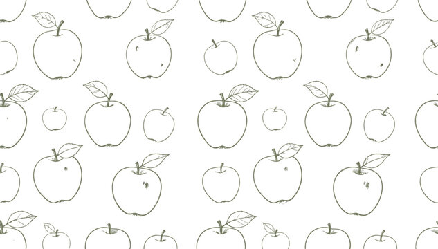 Seamless pattern decoration background filled with hand drawn sketch apple fruits of different shapes and sizes