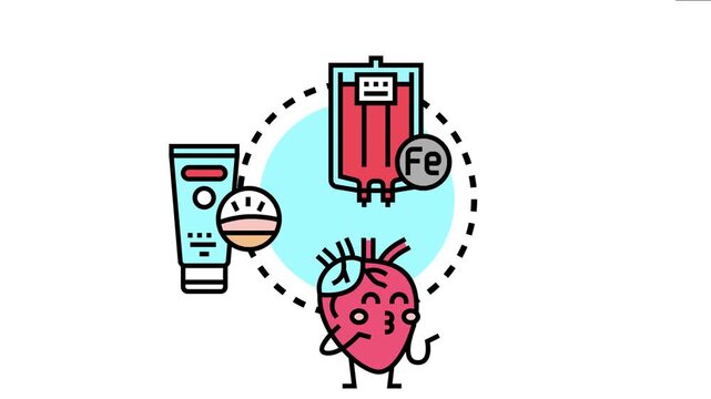 Children receiving medical treatment, including intravenous fluid therapy with iron, along with topical skin care products for overall well being and a healthy heart