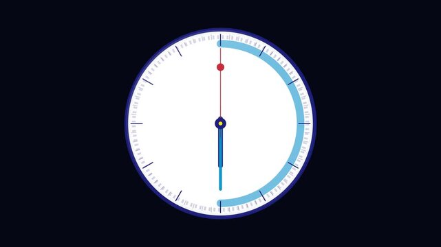 Minimalist Analog Clock Face Animation Showing Passing Time Progress