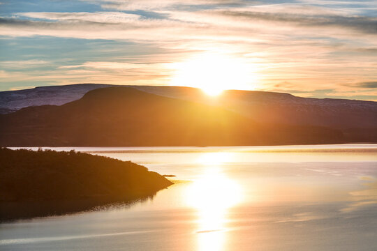 Lake on sunset