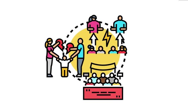 Kinship ties concept outlining family lineage, ancestral connections, social relationships, and the impacts of divorce on children involved in legal separations or community gatherings