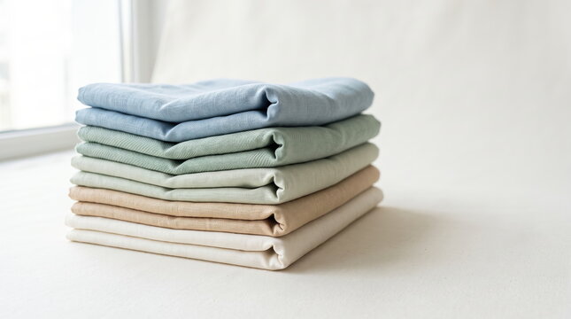 Soft natural cotton fabric texture with layered folds