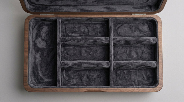 Open Wooden Watch Box with Dark Velvet Lining