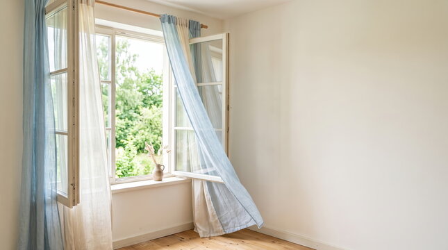 Bright open window with fresh air and natural light streaming in