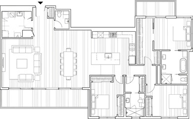 Fototapeta premium Modern minimalist floor plan of apartment interior