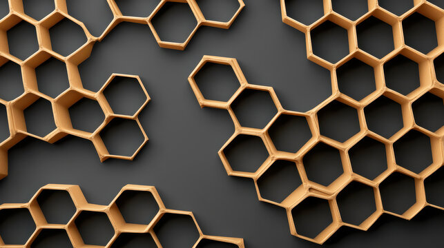 Honeycomb pattern design geometric shapes wooden texture modern decor abstract art natural materials stylish background creative layout