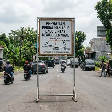 Traffic Diversion Signage Closed Route Instruction In Southeast Asia
