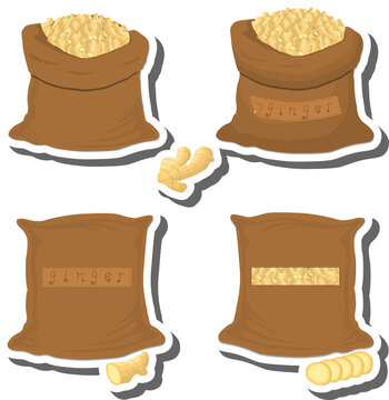 Big vegetable set from tasty ginger in large textured sacks