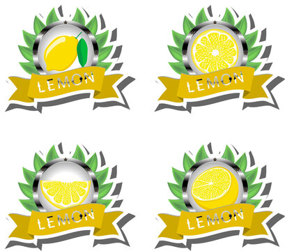 Fruit theme from set juicy delicious lemon of various sizes