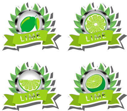 Fruit theme from set juicy delicious lime of various sizes